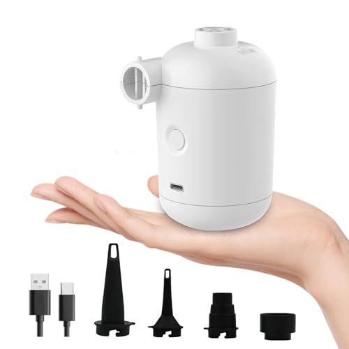 Pompa ad Aria Elettrica, Pompa Elettrica Portatile 2 In 1 Pompa di Gonfiaggio e Sgonfiaggio,con 4...