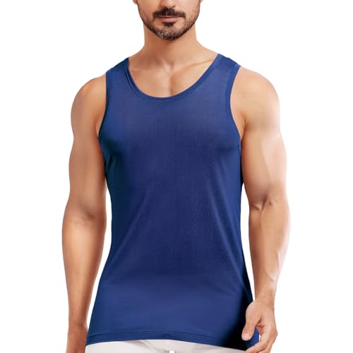 Men's Silk Tank Tops Sleeveless Pure Silk Undershirt Super Absorbent and Breathable