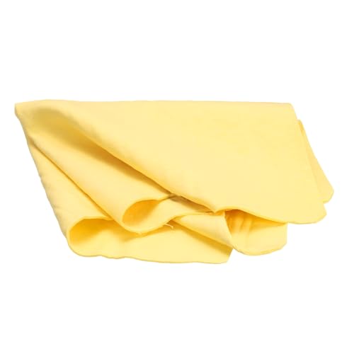 sourcing map Serviette de séchage en chamois de qualité supérieure pour voiture, moto, miroir, comptoirs en verre, téléphone, ordinateur portable, 42,9 x 32 cm, jaune