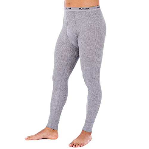 Fruit of the Loom Men's Waffle Weave Thermal Underwear Pant, Light Grey Heather, Large2