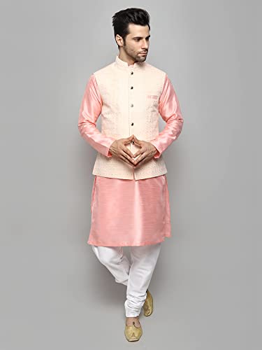 Image of Uri and MacKenzie Men's Silk Blend Kurta Pajama with Designer Ethnic Nehru Jacket /Modi Jacket