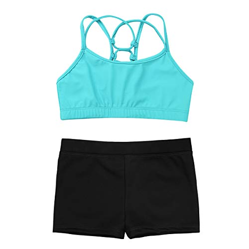 Aislor Kids Girls Spaghetti Straps Tank Crop Top Boyshort Sports Workout Athletic Outfit Ballet Dancewear3