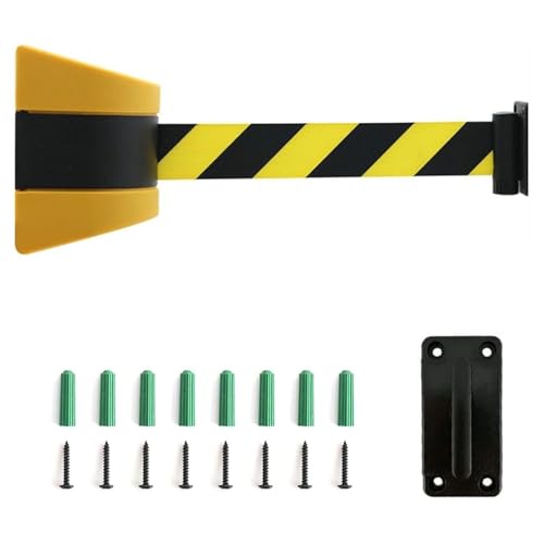CAIFEXUE Retractable Belt Barrier, with Mounting Accessories,2/3/5/10M Wall Mount Safety Cordon Barrier,Queuing Safety Tape Cordon, Airports, Banks, School/B/5M/16.4Ft