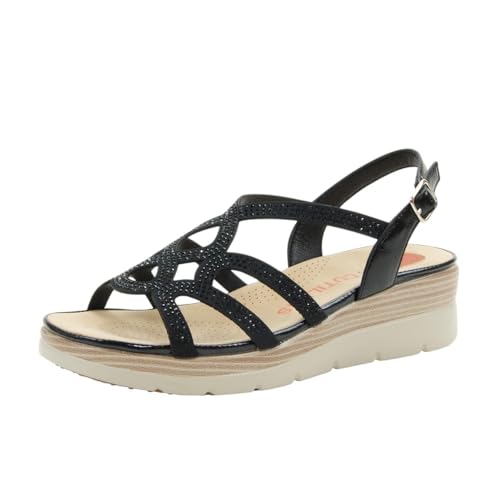 Doctor Cutillas 31803 Sandalia Tiras Brillantes con Plantilla Acolchada Muy cómoda para: Mujer Color: Negro Talla: 41