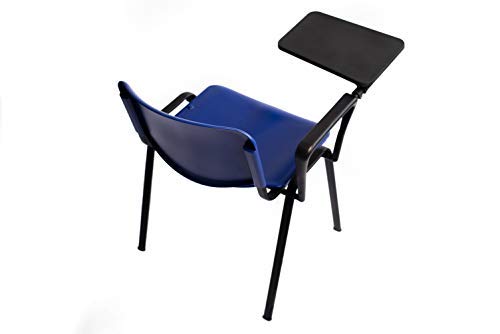 Lote De 4 Sillas Apilables con Pala Abatible para Apuntes - Modelo 43P - Sillas con Brazo Extensible y Flexible para Aulas, Academias y Oficinas (Azul)