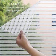 Image of WISDOM Privacy Window Film Frosted Glass Film Static Cling Glass Film No Glue Anti-UV Window Sticker Non Adhesive for Privacy Office Meeting Room Bathroom Living Room (Stripe Frosted, 24 x 136 inch)