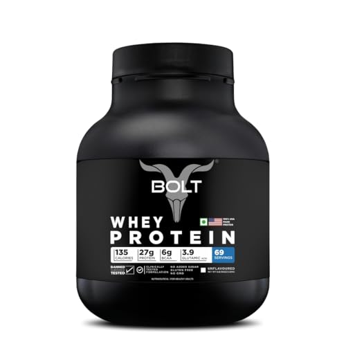 Image of Bolt 100% Whey Protein Powder| 25g Protein Per Scoop, 6G BCAA | Unflavour | 56 Servings | 5lb,2.268 kg | Muscle Recovery | Lean Muscle Support | Low Carb | Fast Absorption |Gluten-Free | Easy to Digest