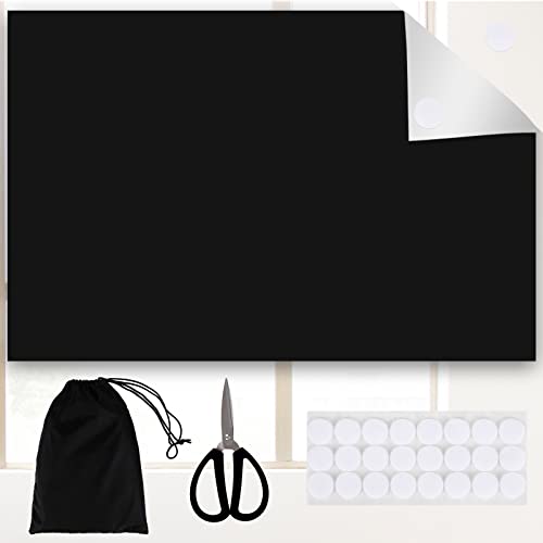 Estor Opaco Sin Taladrar,300 x 145 cm Persiana Opaca 100% Material Opaco Ventana Coche Viaje Persiana Opaca Cortada a Medida para Adaptarse a Cualquier de Bebé Guardería,con 24 Stickies y 1 Tijeras