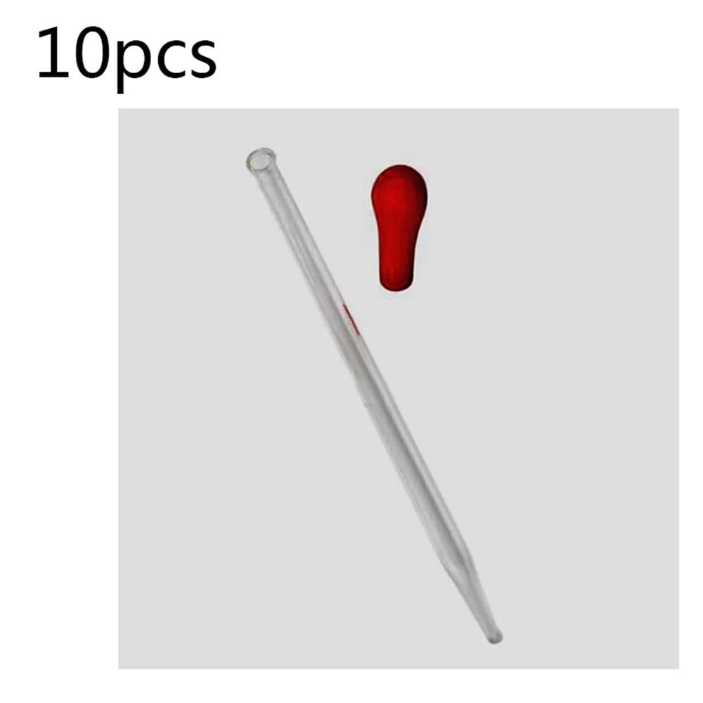 Pipeta cuentagotas de vidrio borosilicato con cabezal y tapa de goma. Paquete de 10 unidades en varios tamaños.(Length 15cm)