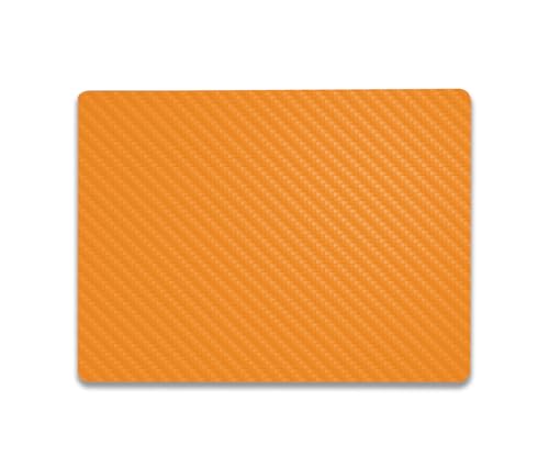 Image of MightySkins Carbon Fiber Skin Compatible with Microsoft Surface Laptop Go 3 (2023) Full Wrap Kit - Solid Orange | Protective, Durable Textured Carbon Fiber Finish | Made in The USA