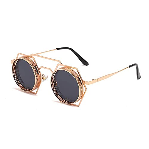 Lunettes de soleil rondes Steampunk en métal vintage style hip-hop et punk rock pour l'été