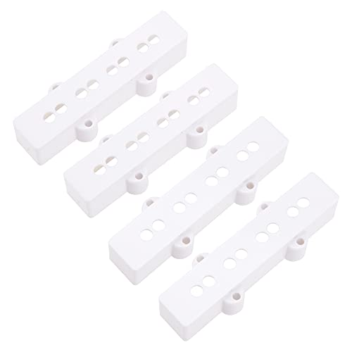 4Pcs Yootones Bass Pickup Covers Neck/Bridge Compatible with 4 String Jazz J Bass Guitar Musical Instrument Parts (White)