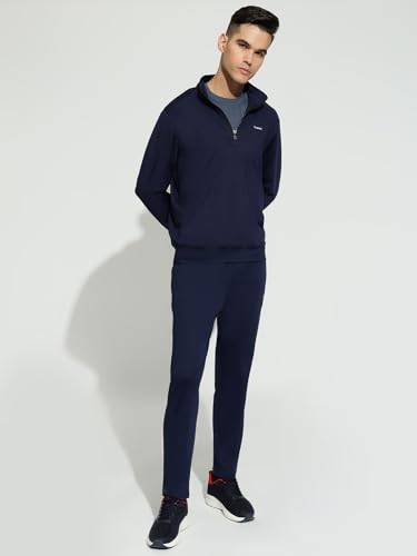 Image of hummel Molin Half Zip Regular Fit Solid Gym Sweatshirt for Men- Premium Polyester Workout Pullover - Comfortable Athletic Training Top