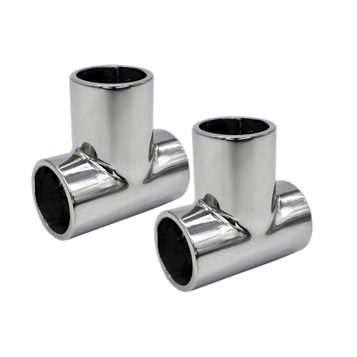 MARINE CITY Tee Connector Hand Rail 3-Way Fittings, 45°/60°/90° for 1-Inch Stainless Steel Tube, Corrosion-Resistant, Ideal for Marines,Boats, Yachts, Kayaks (Pack of 2)