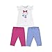 Set da bambina, con 2 leggins, maglietta a maniche corte e leggings da bambina, set di leggings estivi e sportivi, per bambine da 2 a 8 anni, Magenta, 4 Anni