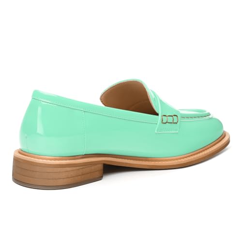 Image of JUSTDANNI Loafers for Women Slip On Shoes with Round Toe 1.2-Inch Low Chunky Block Heel Patent Comfortable Casual Dress Pump Shoes for Wedding Party Work Shopping Dating