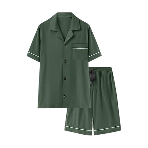 COLORFULLEAF Men's 100% Cotton Sleepwear Set Short Sleeve Loungewear with Pockets and Soft Button Down Summer Pjs4