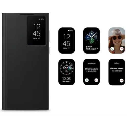 Image of Ultra-Hybrid for Samsung Galaxy S23 Ultra Smart-View Wallet Flip Case - Protective Leather Cover with Smart Screen Display, Tap Control, Slim Design, and Built-in Card Holder (White)