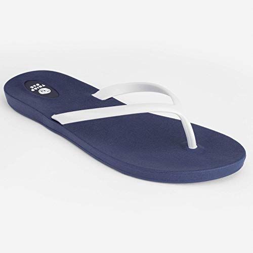 Third Oak Women's Scout Flip Flop Sandals, Navy/White, 6