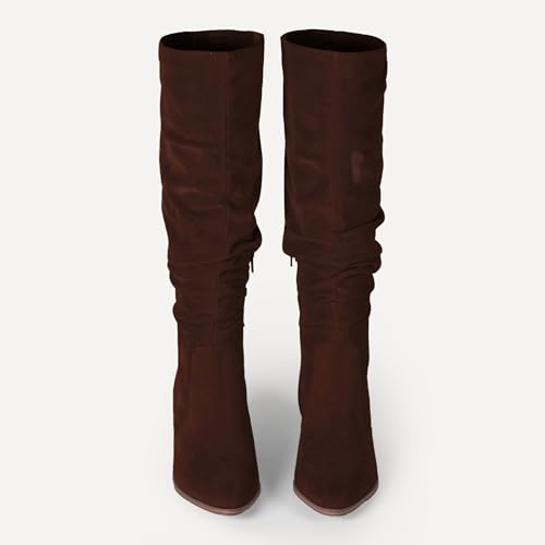 Amazon Essentials Damen Hohe Stiefel Mit Blockabsatz, Dunkles Toffee Braun, 40 EU
