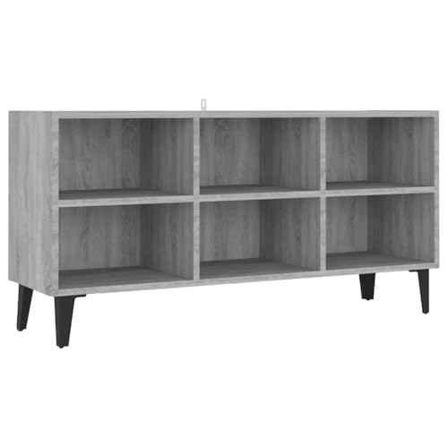 vidaXL Mueble de TV con patas de metal para el hogar, dormitorio, sala de estar, mueble estéreo de alta fidelidad, mueble de plasma, unidad multimedia de TV, unidad multimedia gris Sonoma