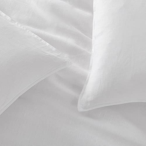 Dapu 100% Linen Duvet Cover Set - Pure Natural French Flax Linen With 8 Corner Ties And Zipper Closure Soft Breathable Durable For Hot Sleepers 1 Duvet Cover 2 Pillowcases (White, Full/Queen) #TOP5