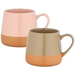 Esyhomi Ceramic Coffee Mug Set of 2, 14 OZ/400ml Colour Block Ceramic Coffee Cups for Latte and Cappuccino, Hot Chocolate Cups, Lovely Mugs for Tea & Hot Drinks, His and Hers Gift for Christmas