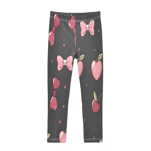Toddler Girls Leggings Printed Yoga Pants Leggings Cherry Heart Black Background for Kids