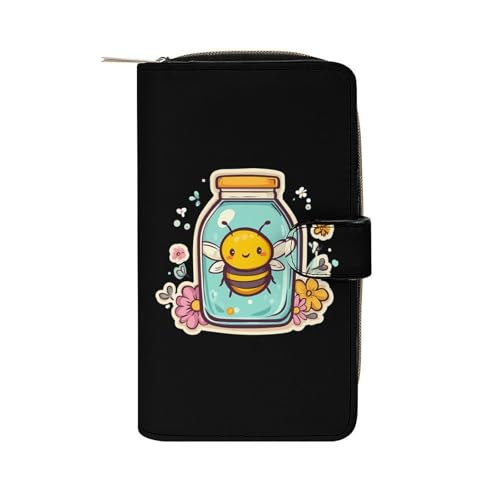 Bee in A Bottle Long Wallet for Women Men Purses Coin Pouch Credit Card Holder Organizer