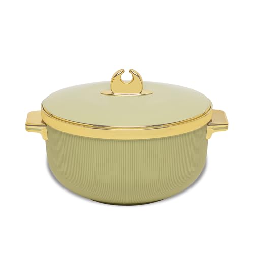 Image of SELVEL Royal Linex Casserole Collection | Insulated Hot Cases | Stainless Steel Inner | BPA-Free | Brown & Lime Green | (Royal Linex Casserole - Lime Green, 1700ml)