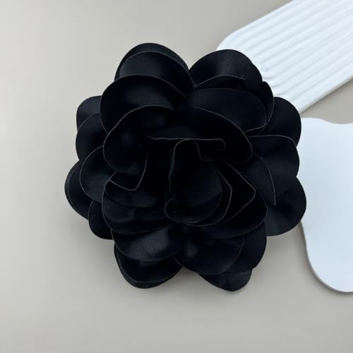 19mm extra large flower brooches lapel pins dainty satin fabric brooches big camellia flower brooch pin for women wedding part dance clothes accessories jewelry black