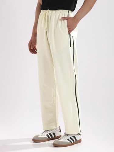 Image of Nobero Zenline Joggers for Men | Track Pants for Men | Straight Fit Joggers | Elasticated Waist with Drawcord | Soft & Breathable Fabric | Casual Everyday Wear