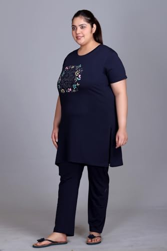 Image of In Love Women's Plus Size Graphic Printed Cotton Night Suit Set Short Sleeve