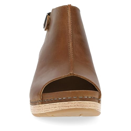 Image of Dansko Lizzy Peep-Toe Booties for Women - Linings from Recycled Materials and Leather for Breathability- Lightweight Rubber Outsole for Long-Lasting Wear