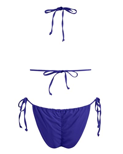 Image of Women's Triangle Bikini Set String Swimsuit Print Tie Smocked Ruched Two Piece Bathing Suit