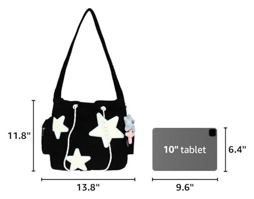 Image of KAMEILONG Star Crossbody Bag Women Corduroy Tote Bag Aesthetic Messenger Bag Cute Shoulder Bag Y2K Hobo Bag