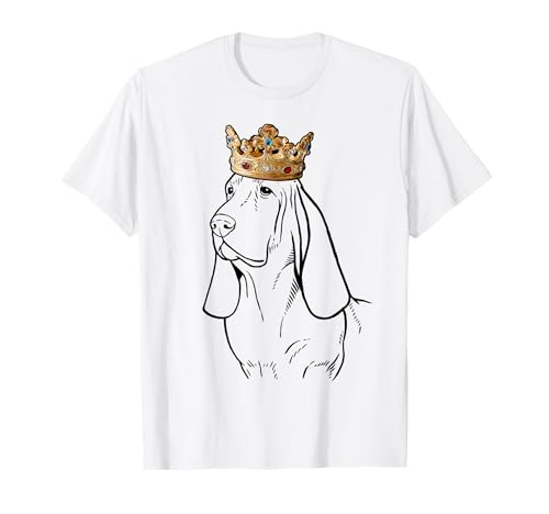王冠をかぶったバセットハウンド犬 Tシャツのサムネイル