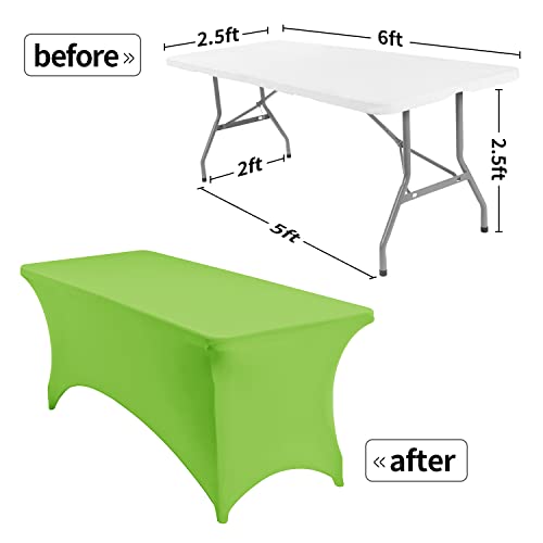 Image of Peomeise 6FT Spandex Table Cover Rectangular Stretch Spandex Tablecloth (Apple Green,6FT)