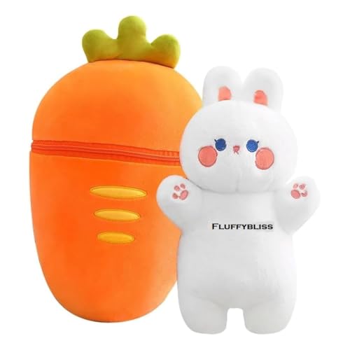 Image of Reversible Soft Toys for Kids, Stuffed Animal Plush Toys for Boys & Girls - Plushie Toy (Orange Strawberry Bunny)
