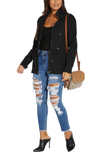 JTNFairy Casual Jackets for Women Long Sleeve Zipper Classic Outwear Bomber Coats with Pockets3