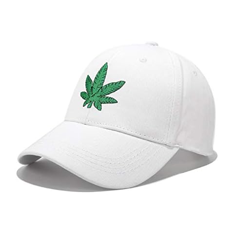 Maple Leaf Embroidery Hat Baseball Cap Baseball Cap for Men and Women- Unstructured Soft Cotton Cap - White - One size Cover