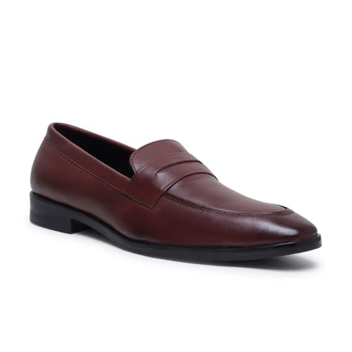 Image of HAYES LONDON Penny Loafers for Men | Genuine Leather Slip-on Shoes | Formal & Casual Comfort Footwear