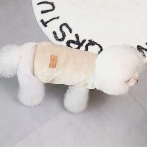 YAODHAOD Hundepullover, Hundekleidung, Plüsch, weich, dick, warm, für Winter, Hunde, Katzen, Aprikose (weiß, M)