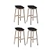 MOB-IN Tabourets de Bar en chêne et Assise Noire 65 cm Riva - Lot de 4