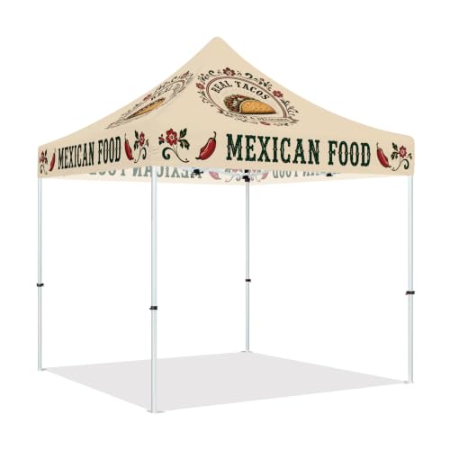 ABLEM8CANOPY 10x10 Taco Stand Pop Up Canopy Tent – Mexican Food Festival Booth with Full-Color Print, Waterproof Polyester Top & Aluminum Frame for Street Markets & Outdoor Events