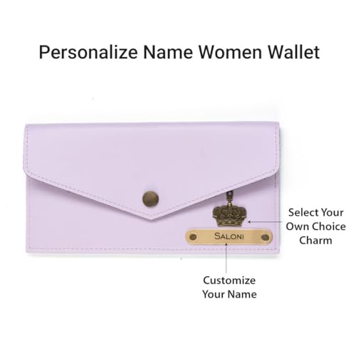 Image of AICA Personalized Name & Charm Leather Womens Wallet (Purple) | Customized Gifts for Women Girls | Gifts for Women | Wallet for Woman | Diwali Gifts | Wallet for Women | Corporate Gifts for Staff