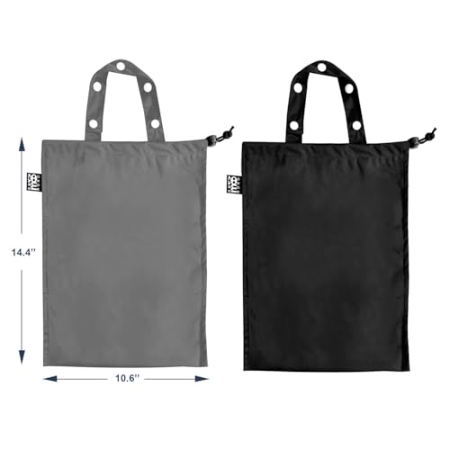 Image of 2 Pack Leakproof Car Trash Bags Detachable Waterproof Garbage Bags with Drawstring Hanging Organizer for Back Seat & Travel Grey & Black