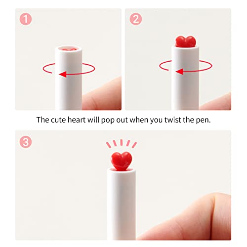 Image of Kaco FIRST Cute Heart Gel Ink Pens Set 2 Color Pens with Extra 4 Black Refills Valentine's Day Christmas Gifts