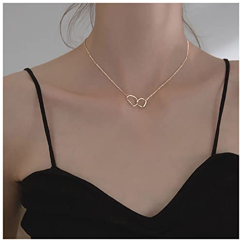 Inilbran Boho Infinity Circle Collar de oro entrelazado círculo gargantilla collar vintage círculo colgante collar geométrico irregular collar cadena joyería para mujeres y niñas