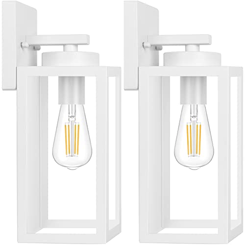 Image of BesLowe Outdoor Wall Light Fixtures, White Exterior Wall Lanterns